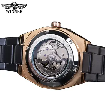 Vencedor Do Clássico Design De Ouro Preto Relógios De Homens De Negócios De Aço Inoxidável, Impermeável Relógio Automático Top De Marcas De Luxo Relógio