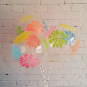 25pcs/muito Alta Qualidade 12 polegadas de impressão Transparente balão colorido da flor de impressão Festa de Casamento decoração celebrar decoração