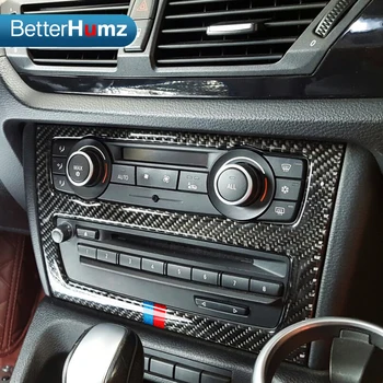 3D em Fibra de Carbono de CD do Carro do Painel de Controle Adesivos CD Moldura do Painel Decorações volte Para a BMW X1 E84 2011-Interior de Acessórios para carros