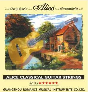 A106-h da cadeia kit para a guitarra clássica, nylon, banhado a prata cobre [20] Alice