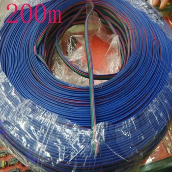LIVRE DHL/FEDEX 200m/lote 4 pinos cabo de linha para LED strip RGB cabo Elétrico isolado PVC,AWG22 fios de cobre