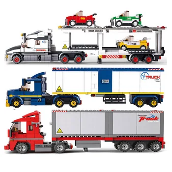 Sluban Cidade Truck Series Estação De Ônibus De Carro De Corrida Blocos De Construção De Casal Van Frete Reunir Tijolos Lego Technic Grande Veículo Brinquedo De Menino