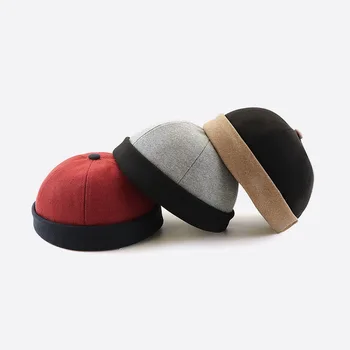 2020 novos homens e mulheres principais chapéu de outono e de inverno de rua tendência de melão de chapéu de couro hip-hop retro impacto placa de cor sem