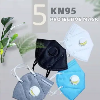 Máscara Ffp2 Kn95 Preto Cinco Camada De Máscara Protetora Independente Embalagem Melt Blown Máscara Do Filtro Com Válvula De Respiração