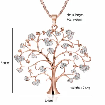 Lureme Simples Árvore da Vida, Coração Árvore com Cristal Colar Pingente para as Mulheres e Meninas (nl006063)