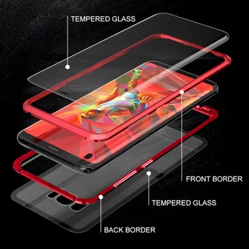 Case Para Samsung Galaxy A50 A20 A30 A70 360 Completo de Proteção Magnética da caixa de Metal Em Um 50 20 30 70 Frente Traseira Tampa de vidro Temperado