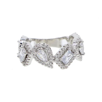 2019 baguette cúbicos de zircônia cz cor de prata de noivado anel de banda para as mulheres EUA de venda quentes do transporte da gota feminino jóias