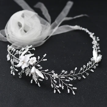 TOPQUEEN SH344 Argila Flor de Cristal de Noiva Faixa Cintos de Diamante Correia Frisada Casamento Cinto de Pérolas Jóia Faixa do Cinto de Vestido de Baile Cintos