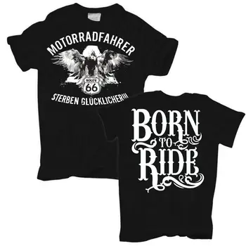 Engraçado Roupa Casual Manga Curta, Camisetas T-Shirt Motociclista Morrer Sorte 66 Motocicleta Motocicletas Custom Chopper T-shirt