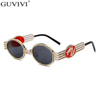 Diamante Óculos Redondos Mulheres Homens Retrô Vintage Óculos De Sol De Luxo Stempunk Strass Óculos De Sol De Marca Criador De Totem Óculos