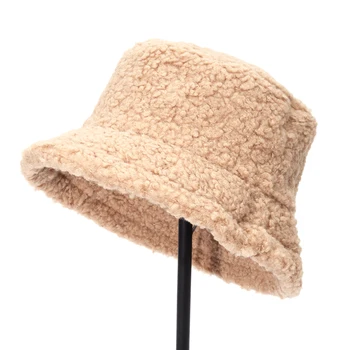 Peles de Inverno Chapéu de Balde Para Mulheres Fashion Girl lã Macia Quente Pesca Cap Exterior Férias Hat Cap Senhora de veludo Panamá RH