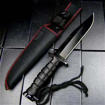 EVERRICH K10 de alta densidade, fibra +440C preto selva reta faca ao ar livre a faca de caça de viagem perto de defesa faca faca de cozinha