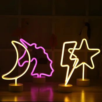 Luz de néon Sinal da Noite do DIODO emissor de Luz Flamingo Unicórnio Anjo Lâmpada Alimentada por Bateria para o Quarto Tabela Casa de Casamento Decoração de Natal