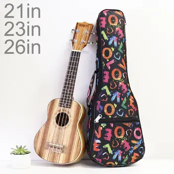 21 / 23 / 26 Polegadas Colorido Portátil Ukulele Saco de 10mm Esponja Macia Caso Show Ukulele Mini Guitarra Mochila Impermeável