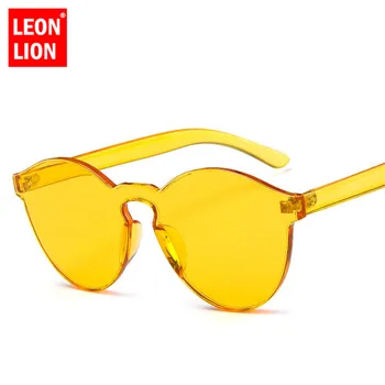 LeonLion 2021 Candy Colors Cateye Óculos De Sol Das Mulheres Rodada Marca De Óculos Designer Homens Armação Óculos De Sol Vintage Oculos De Sol