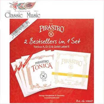 Pirastro 2 Melhores Em 1 Set (412027) cordas do violino, Tonica A,G, D & Gold Label E Corda, Bola final ,fabricado na Alemanha