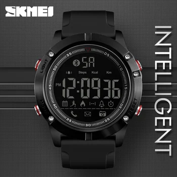 Moda Esporte Smart Relógio de Luxo da Marca SKMEI Bluetooth Pedômetro de Calorias, o Relógio de Pulso Digital Impermeável Militar CONDUZIU o Smartwatch