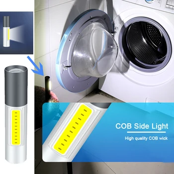 USB Recarregável Mini Lanterna de LED 3 Modo de Iluminação Impermeável Tocha Telescópica com Zoom Portátil Elegante Terno para Iluminação Noturna