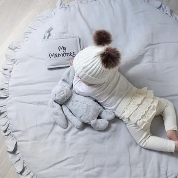Nordic bebê recém-nascido estofados jogo almofada de algodão macio tapete de rastreamento menina rodada do jogo de tapete para crianças de interiores, decoração de quarto LB61301
