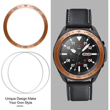 Para Samsung Galaxy Watch 3 45mm Bisel com Vidro Protetor de Tela Anti-risco Anéis de Metal Capa para Galaxy Watch3 41mm