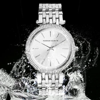 Top De Marcas De Luxo Senhoras Relógios De Pulso, De Prata, De Aço Das Mulheres Relógio Pulseira De Moda De Pedra De Strass Diamante Feminino Relógio Relógio Feminino