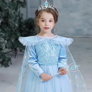 Disney Princess Vestir as Meninas Crianças Vestidos para as Meninas de Natal Vestido de Festa a Fantasia, Congelados Manga Longa Capa Roupas de Menina Boa