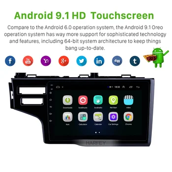 Harfey 2 DIN de 9 polegadas GPS Android 9.1 HD Touchscreen para Honda Fit LHD 2013 Apoiar a Câmera Traseira Pode-Ônibus Rede 3G