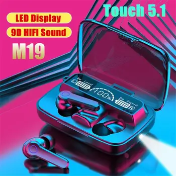 M19 Fones de ouvido TWS Fone de ouvido Controle de Toque sem Fio Bluetooth 5.1 Fones de ouvido Com Microfone Headset