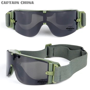 Tático Militar Óculos 3 Lentes Exército De Airsoft Balísticos Óculos De Proteção À Caça De Paintball Militar Óculos