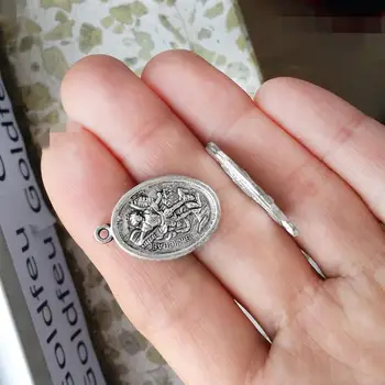 Anjo da guarda encantos 26mm st michael religiosa de prata sólida arcanjo acessórios de metal para artesanato diy jóias peças 50pcs