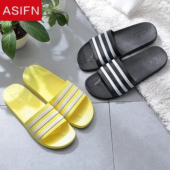 ASIFN de Verão, Chinelos de quarto Simples Homens Slides Banheiro antiderrapante Fundo Macio do PVC Sandálias Masculinas Flip-Flops Sapatos de Mulher Zapatos De Hombre