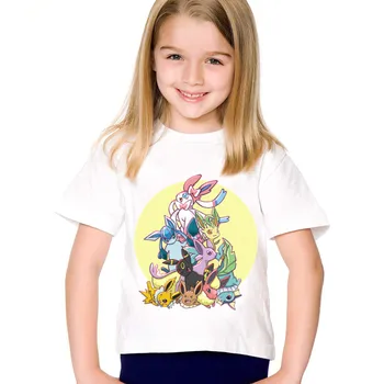 Pop Eeveelutions Crianças T-shirts Ir Espíritos Tem que encaixá-Los Todos de Verão De 2019 Tee Meninos/Meninas Tops, Roupas de Bebê,HKP5091