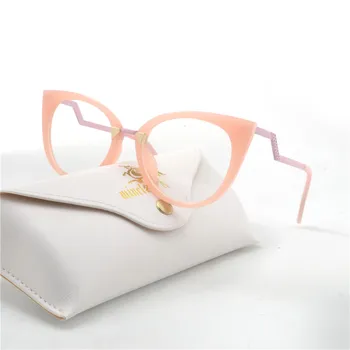 MINCL/ Oversized Oval Óculos de Mulheres de Ouro Miopia Armações Super gato bonito limpar lente de óculos de sol uv400 com caixa de NX