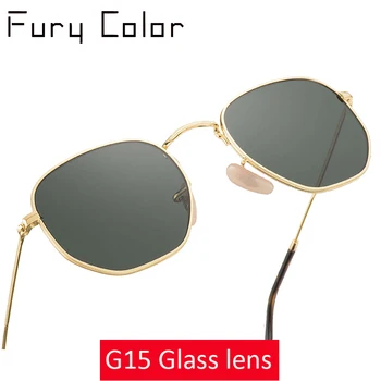 Mini lente de Vidro de moda de óculos de sol Retro Rodada hexagonal de luxo da marca de óculos de sol das mulheres, homens de óculos tons gafas Oculos de sol