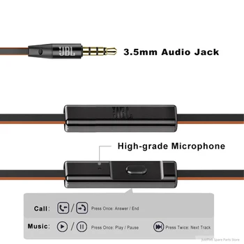 JBL T180A Fone de Ouvido Estéreo Execução Esportes de 3,5 mm Fones de ouvido com Fio Puros e Profundos Jogo de Música para Fone de ouvido Chamadas mãos-livres com Microfone