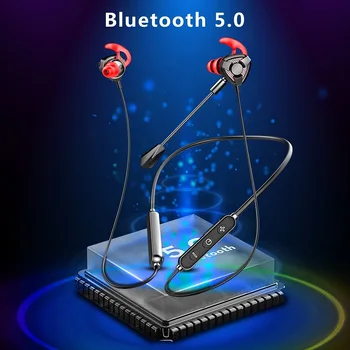 Wireless Gaming Headset Bluetooth 5.0 Decote Gamer Fone de ouvido com Microfone Destacável E-Sports Execução Esportes Fones de ouvido para PC e Telefone