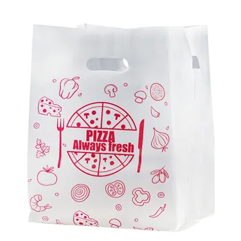 50pcs um Supermercado de Plástico Transparente Saco de Compras Grosso Portátil para Levar Saco de Pizza de Pão Doce Bolo de Sacos de Embalagem
