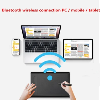 De 14 polegadas de Digitação do Tablet mesa digitalizadora tablet de Desenho da Placa Para Computador, Telefone Celular Digitalizador de 2,4 G de ligação Bluetooth