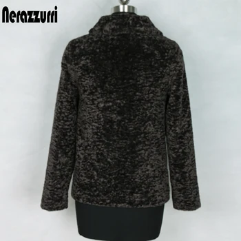 Inter outono inverno shearling casaco mulher manga longa vire para baixo de gola preto faux fur casaco plus size, roupas de mulher 5xl 6xl