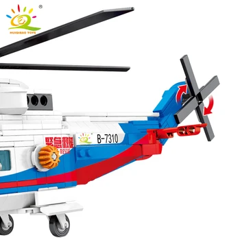 HUIQIBAO 391pcs Mar de Resgate de Helicóptero da Polícia Blocos de Construção da Cidade de Avião Figuras Tijolos de Brinquedos Educativos para Crianças