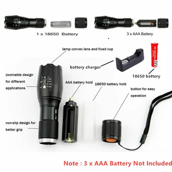 Abay XML T6 lanterna elétrica recarregável 18650 bateria farol com 5 impermeável modos Poderosos de iluminação LED para acampar ao ar livre