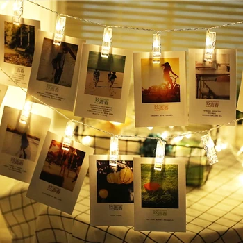 LED Luzes de corda Com Foto Clipes de Fadas Garland Para o Presente do Dia dos Namorados DIY Festa de Casamento, Decoração de 1,5 M 3M 6M Novo Ano de 2021
