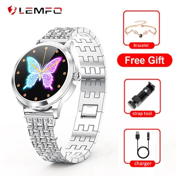 LEMFO LW07 Smart Watch Mulheres IP68 Impermeável DIY Cara de Relógio 2.5 D Tela Ronda da frequência Cardíaca Smartwatch 2020 para a Menina Senhora Presente
