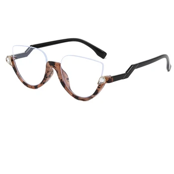 Moda Metade do Quadro da Mulher de Óculos 2020 Tendência de Design da Marca do Espelho de Óculos de Sol a Mulher Sexy de Olhos de Gato de Óculos Claros Tons