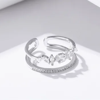 Sodrov Autêntica jóia da prata 925 Esterlina, anel de Prata Ajustado Casamento, Anel de Noivado de Zircônia Cristal do anel de Dedo Para as Mulheres