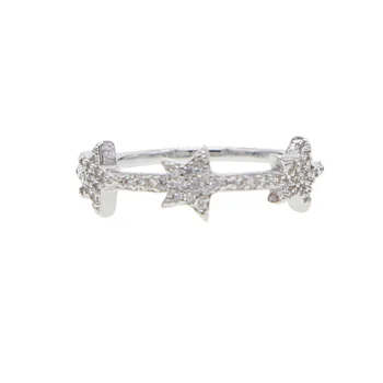 Menina do presente da jóia Minimalista ouro cor da Fita Estrelas Anéis para as Mulheres Simples Pilha de Anéis Inicial de CZ Anéis de Bijoux