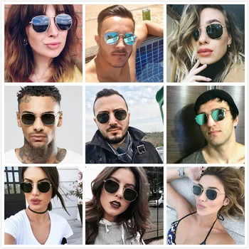 Mini lente de Vidro de moda de óculos de sol Retro Rodada hexagonal de luxo da marca de óculos de sol das mulheres, homens de óculos tons gafas Oculos de sol