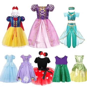 MUABABY Menina Fantasia Princess Dress Up Elsa Moana Fantasia de Mickey Anna Halloween Vestido de Festa de Natal de Crianças de Presente de Aniversário