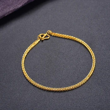 Puro 24K Bracelete de Ouro Amarelo Mulheres 999 ouro Trigo Link do Bracelete Chain