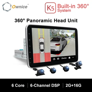 Ownice K5 Rotativa 1 din 2din 10.1 rádio do Carro Universal leitor de dvd GPS navi DSP Panorâmica de 360 SPDIF amplificadores Ópticos Trajetória
